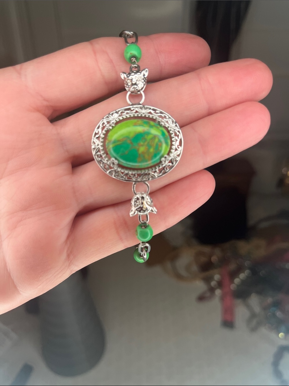 Turquoise Bracelet Platinum Bond toggle clasp
